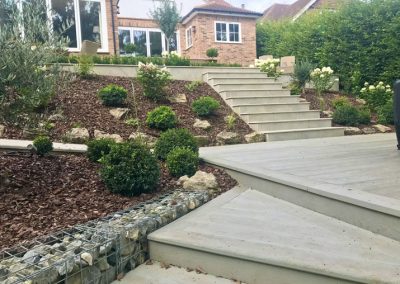 garden renovations with stone steps and terraced planting in Kent
